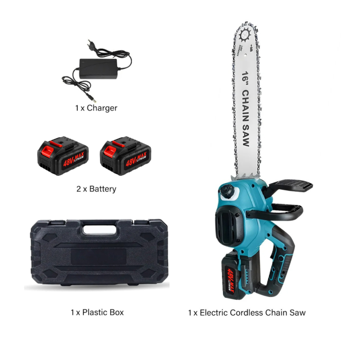 Drujba Electrica fara Fir, 16 inch, cu 2 Acumulatori 48V 6Ah, Motor Brushless, 2300W, Ungere Automata, Taiere 40 cm [7]