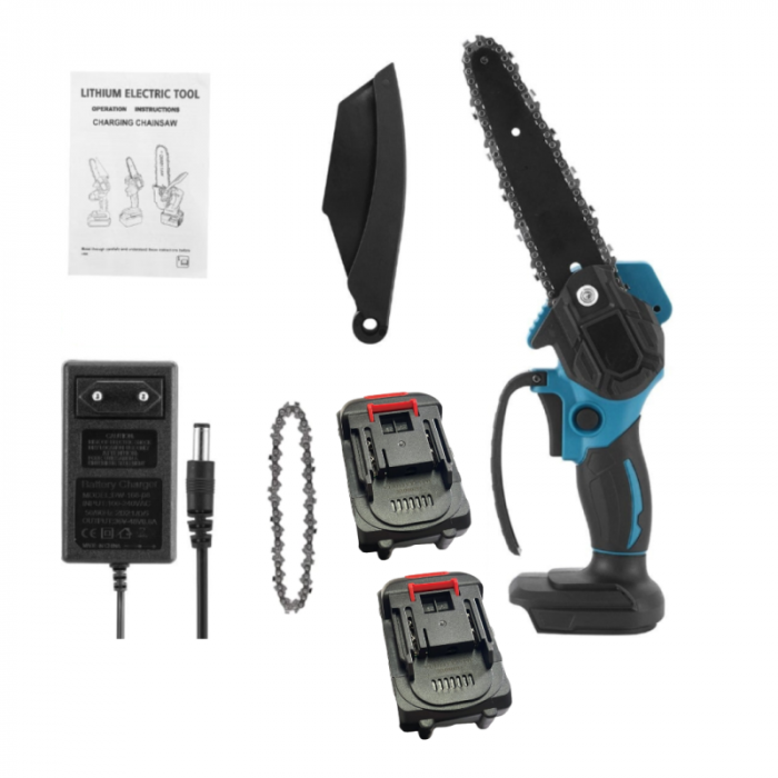 Drujba Fierastrau cu Acumulator 24V, lama 6 inch/15 cm, 2 lanturi, fara fir, portabil [11]