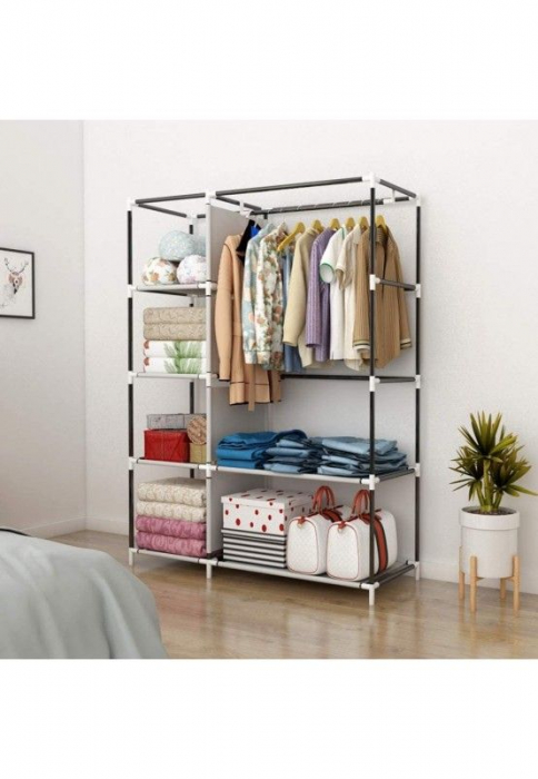 Dulap pentru Haine, Dressing din panza, schelet metalic, 105x45x170 cm [7]