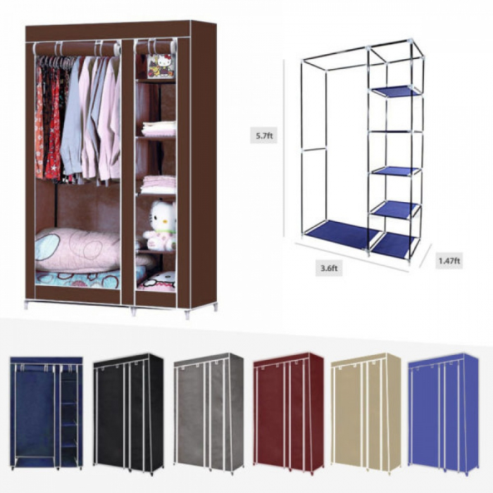 Dulap pentru Haine, Dressing din panza, schelet metalic, 105x45x170 cm [4]