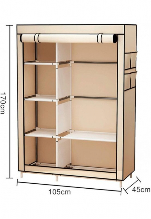 Dulap pentru Haine, Dressing din panza, schelet metalic, 105x45x170 cm [3]