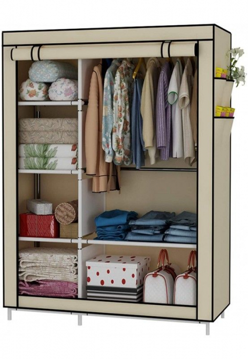 Dulap pentru Haine, Dressing din panza, schelet metalic, 105x45x170 cm [2]