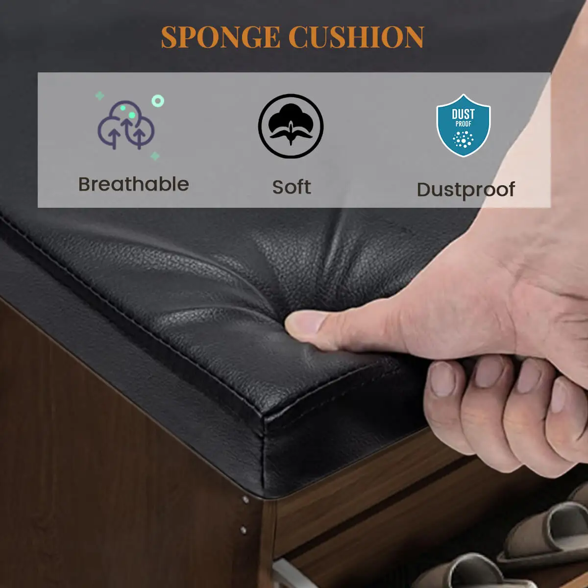 Dulap pentru Pantofi tip Bancheta, Sezut cu Spatiu Depozitare, 3 Dimensiuni, Maro [5]