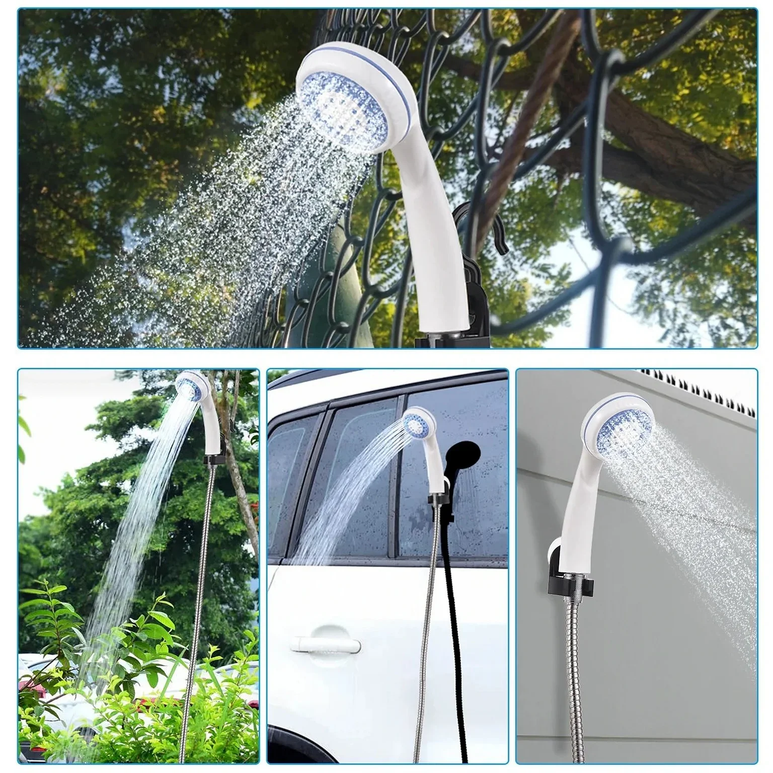 Dus portabil de camping cu robinet incorporat, USB pentru interior/exterior [2]