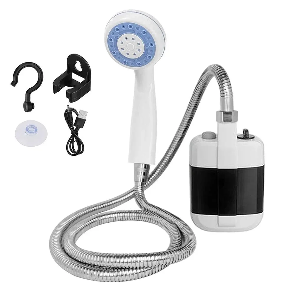 Dus portabil de camping cu robinet incorporat, USB pentru interior/exterior [5]