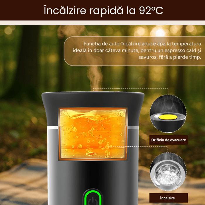 Espressor portabil automat, 3 x 2500mAh, incalzire rapida, 60ml apa, 150ml cafea [5]