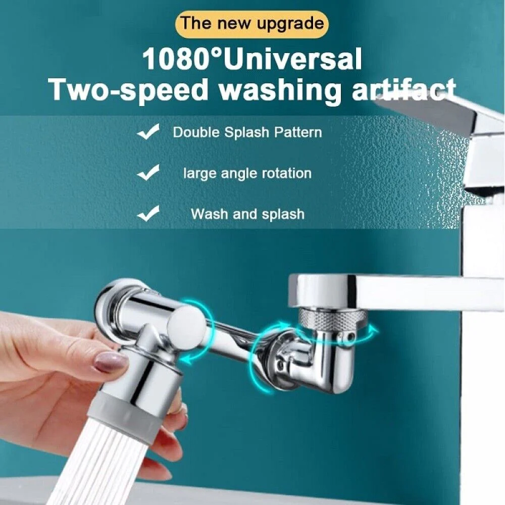 Extensie robinet rotativ 360 grade, moduri multiple de curgere a apei, metal [5]