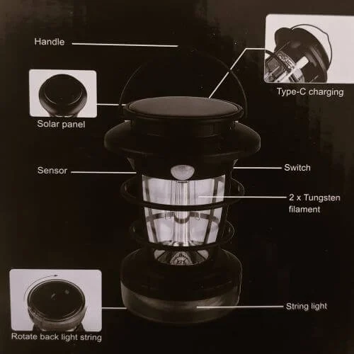 Felinar de gradina cu incarcare solara, senzor de miscare + sir cu lumini led 10M integrat [7]