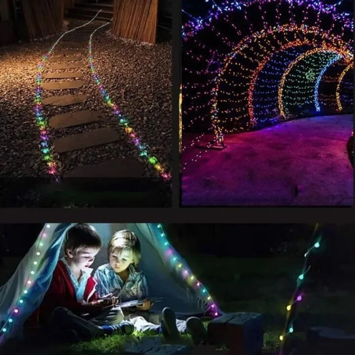 Felinar de gradina cu incarcare solara, senzor de miscare + sir cu lumini led 10M integrat [5]