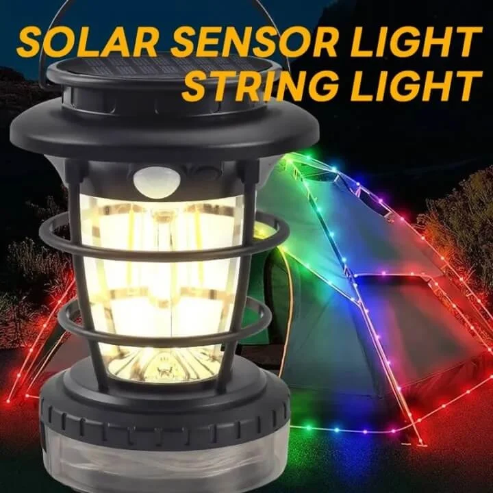 Felinar de gradina cu incarcare solara, senzor de miscare + sir cu lumini led 10M integrat [2]