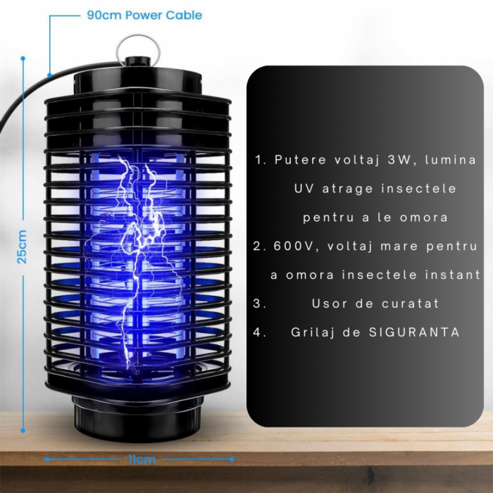 Felinar Electric 360° UV impotriva Insectelor, Tantarilor - LAMPA MOSQUITO [2]