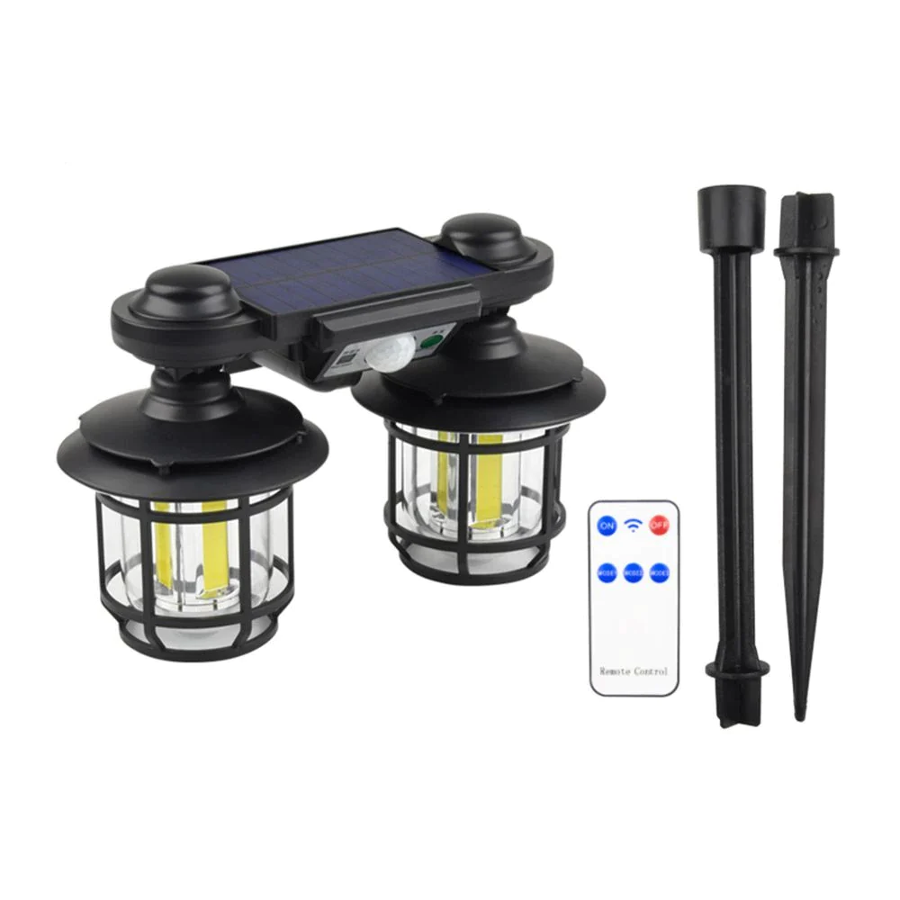 Felinar solar dublu, 192 LED, cu senzor miscare, telecomanda si suport, 30W [3]