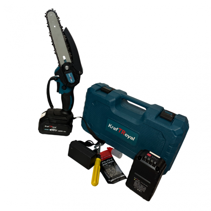 Fierastrau electric KraftRoyal, Mini Drujba cu 2 Acumulatori 36V 8AH, 2 lanturi incluse [2]