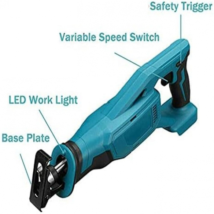 Fierastrau tip sabie cu 2 acumulatori 48V 5Ah, Okboons, 3000 rpm, 4 panze incluse, trusa transport [5]