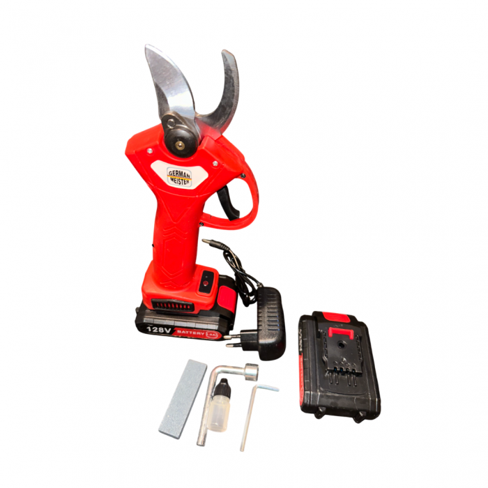 Foarfeca Electrica cu 2 Acumulatori 128V 8AH, pentru vie, crengi, 2 trepte de taiere, GermanMeister [3]