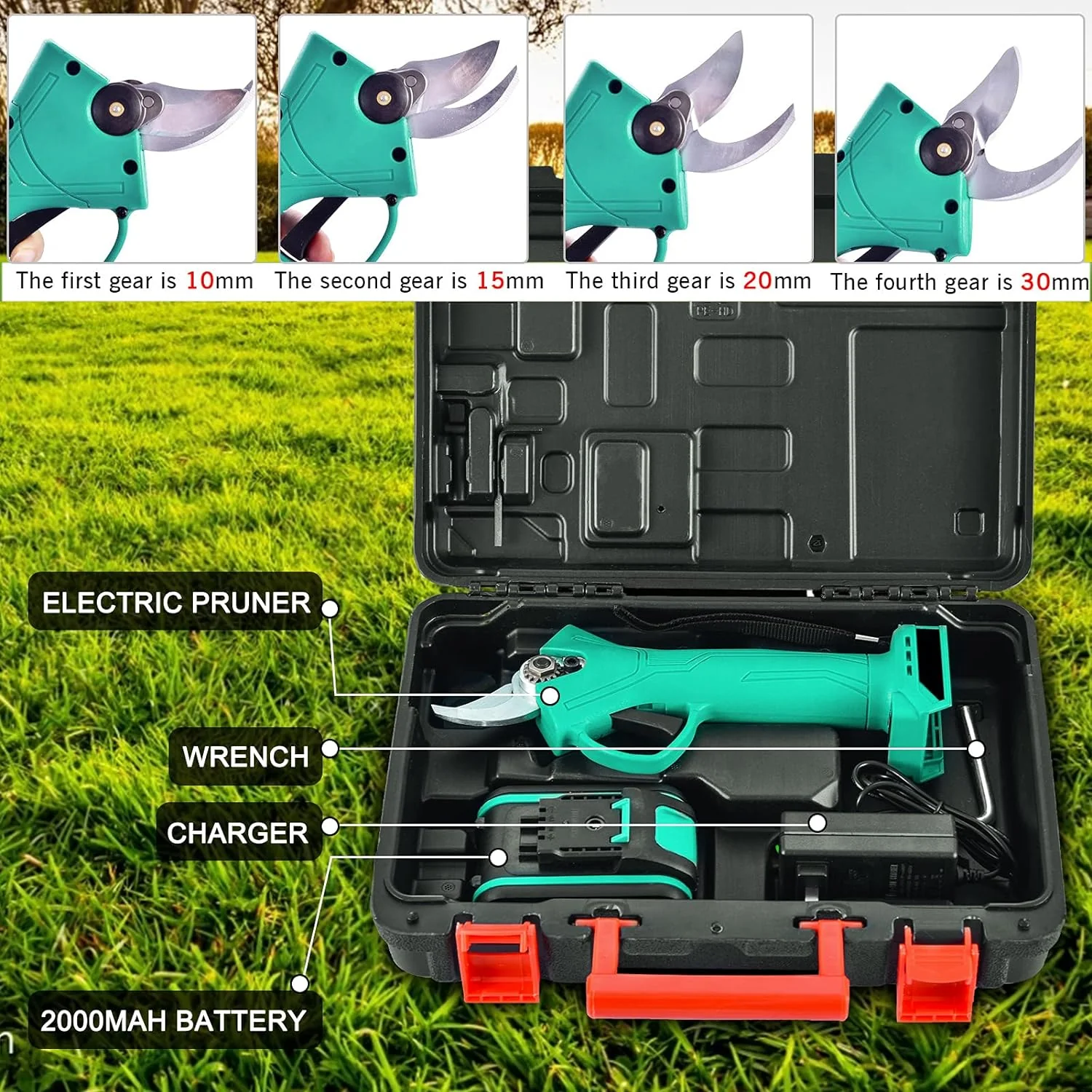 Foarfeca Electrica cu 1/2 Acumulatori 24V, 2.5M Tija Telescopica, pentru vie, pomi si crengi [4]