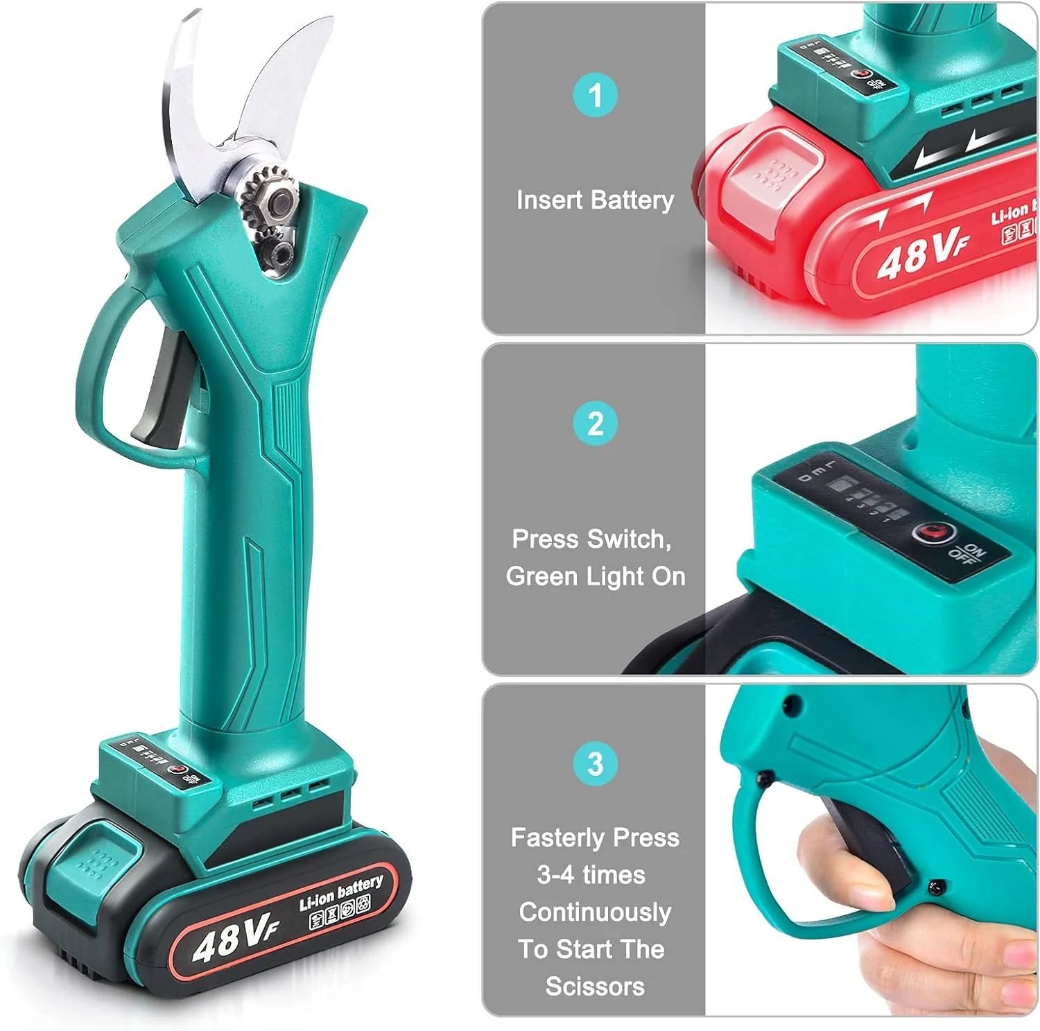 Foarfeca Electrica cu 2 Acumulatori 24V, pentru vie, pomi si crengi, 2 Trepte de Taiere [5]