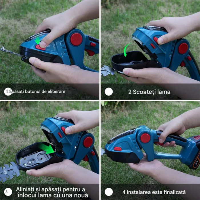 Foarfeca electrica de tuns gard viu si iarba 2 în 1, fara fir, cu 2 Acumulatori 48V, 2 lame, usoara si ergonomica [5]