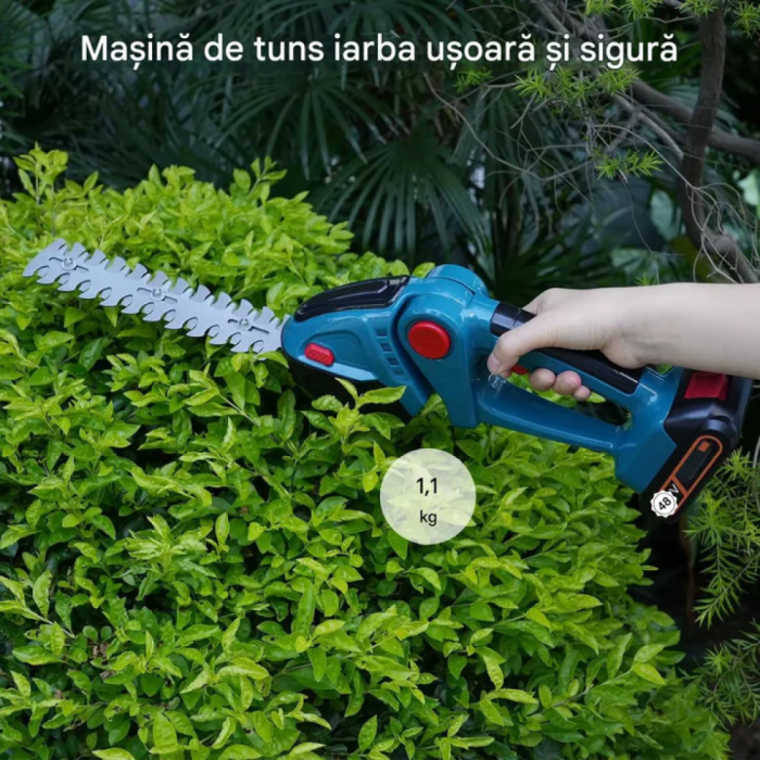 Foarfeca electrica de tuns gard viu si iarba 2 în 1, fara fir, cu 2 Acumulatori 48V, 2 lame, usoara si ergonomica [4]