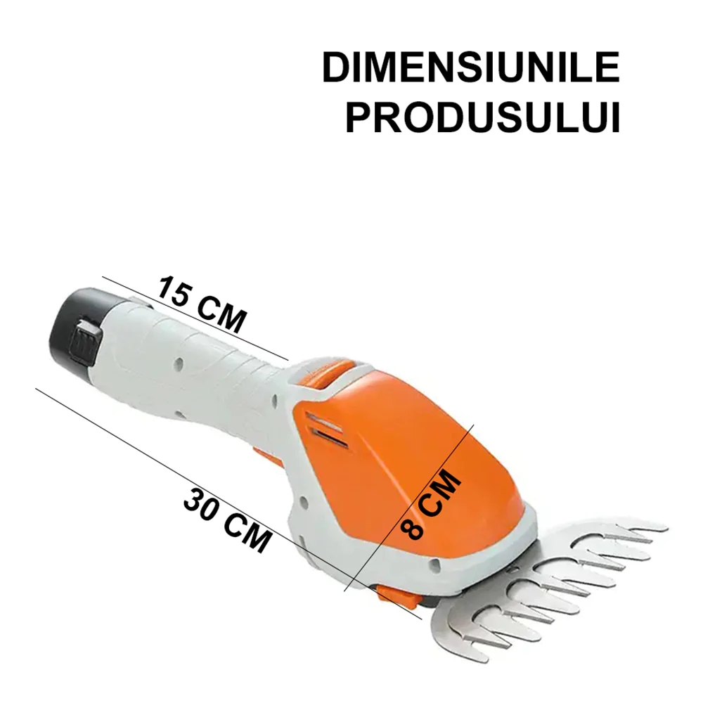 Foarfeca gradinarit electrica 2 in 1 acumulator, pentru tuns Iarba, gard viu sau arbusti, 2 foarfeci Incluse, maner reglabil Inaltime [4]