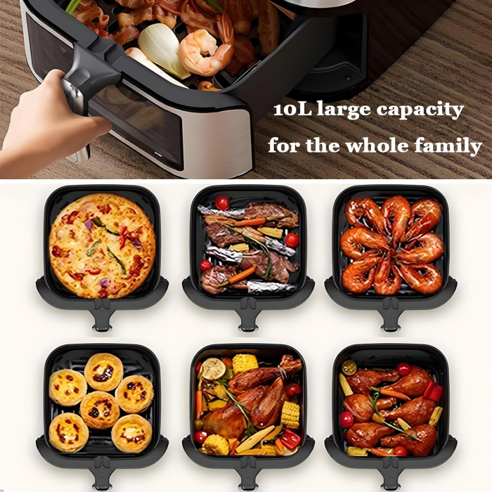 Friteuza cu aer, 10L Capacitate, 3000W, Afisaj Digital, LCD Touch, cu geam, SonyMax [5]