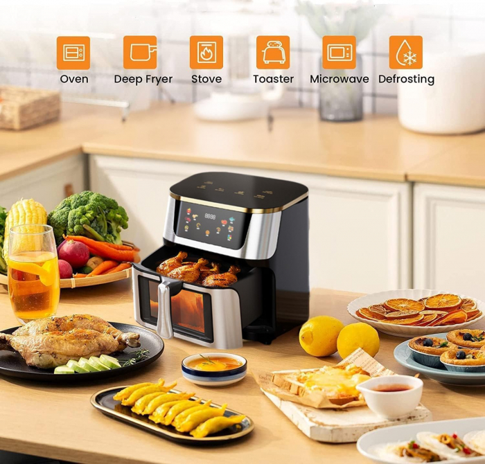 Friteuza cu aer, 10L Capacitate, 3000W, Afisaj Digital, LCD Touch, cu geam, SonyMax [2]
