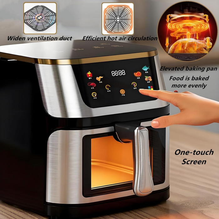 Friteuza cu aer, 10L Capacitate, 3000W, Afisaj Digital, LCD Touch, cu geam, SonyMax [4]