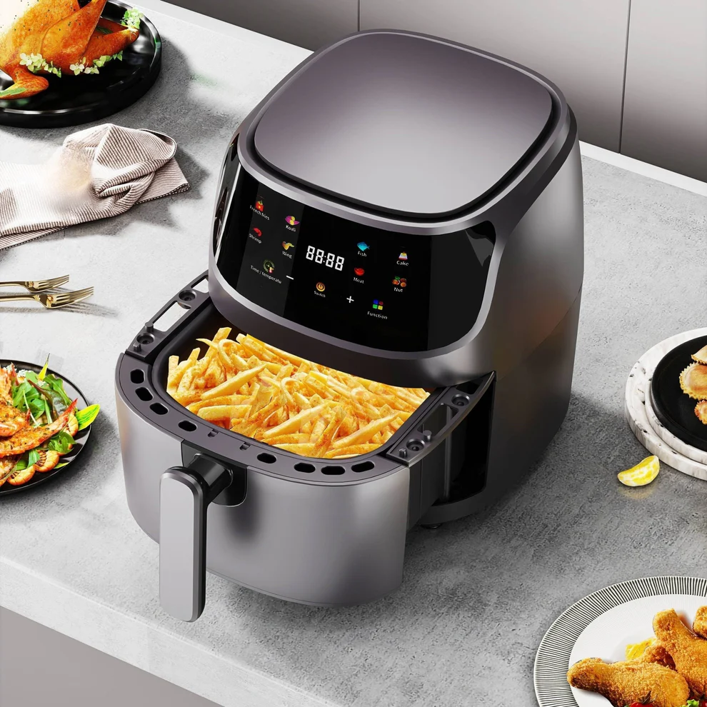 Friteuza cu geam 8L, 2400W, Silver Criest, AirFryer cu aer cald, LCD Touch, Afisaj Digital [2]