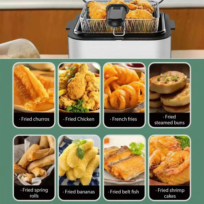 Friteuza cu gratar, 2.5 litri Capacitate, Putere 2000W, geam superior, pentru cartofi, crispy, carnati [4]