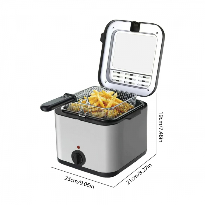 Friteuza cu gratar, 2.5 litri Capacitate, Putere 2000W, geam superior, pentru cartofi, crispy, carnati [5]