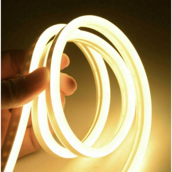 Furtun luminos LED neon flexibil, tub, rola 100 m, lumina calda , 120 LED-uri, protectie umiditate IP65, instalatie [4]