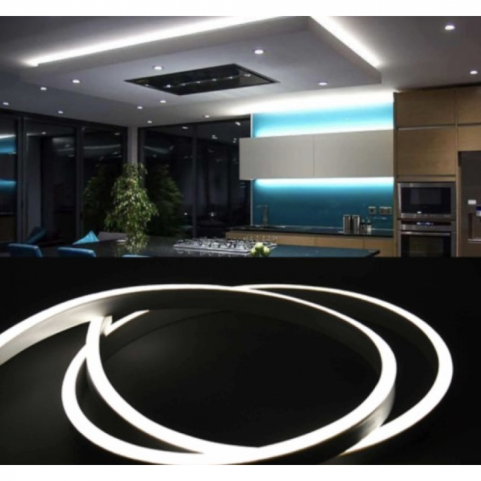 Furtun luminos LED neon flexibil, tub, rola 100 m, lumina rece, 120 LED-uri, protectie umiditate IP65, instalatie [2]