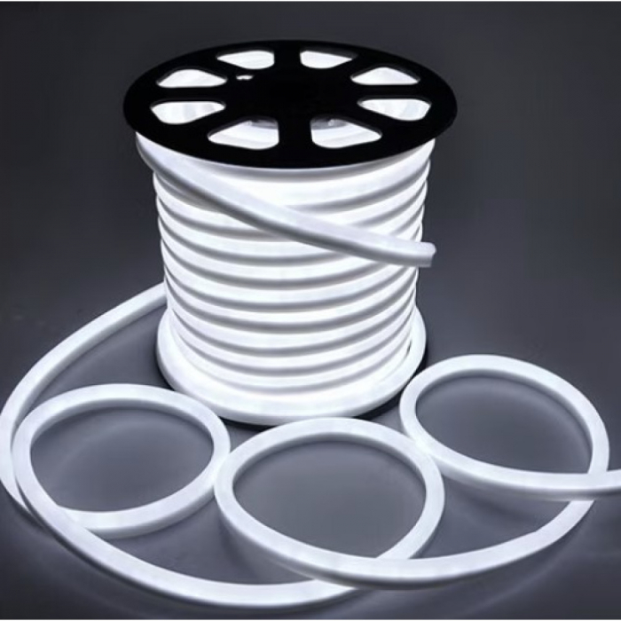 Furtun luminos LED neon flexibil, tub, rola 100 m, lumina rece, 120 LED-uri, protectie umiditate IP65, instalatie [5]