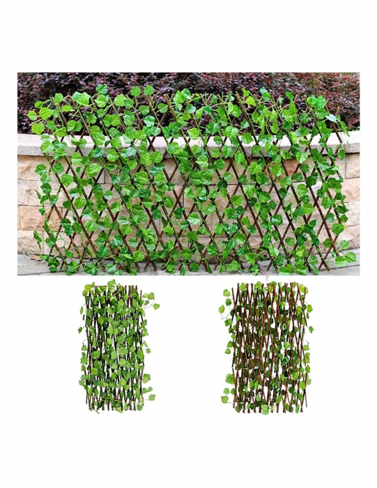 Gard artificial cu frunze verzi, 250 x 80 cm, extensibil [2]