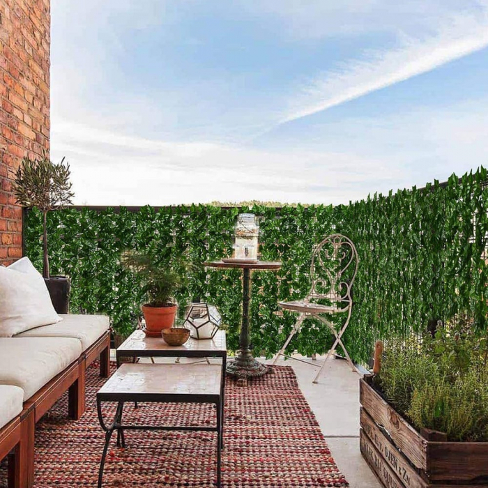 Gard artificial verde cu frunze, 300x100cm [5]
