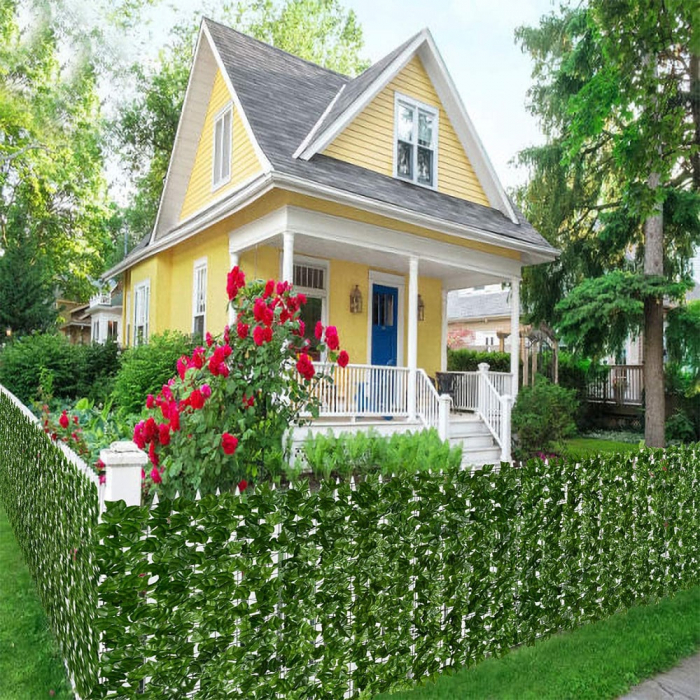 Gard artificial verde cu frunze, 300x100cm [7]