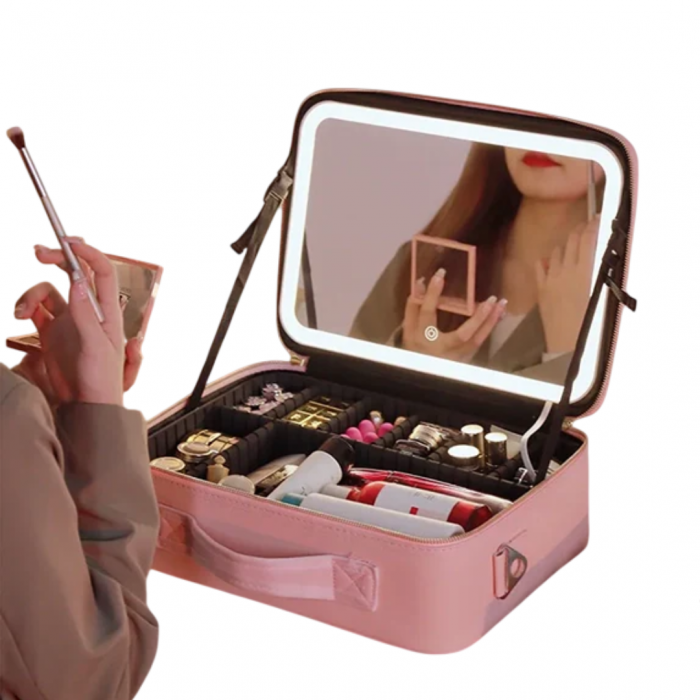 Geanta Cosmetice Pentru Make-up cu Oglinda LED cu Touch, 26x23x11 cm [13]
