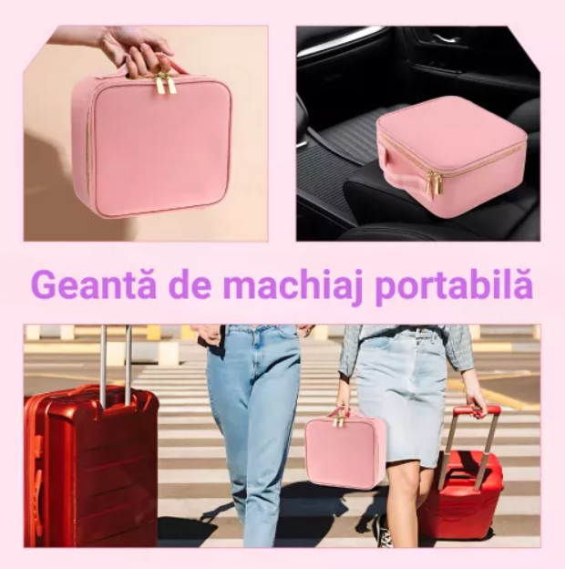 Geanta Cosmetice Pentru Make-up cu Oglinda LED cu Touch, 26x23x11 cm [6]