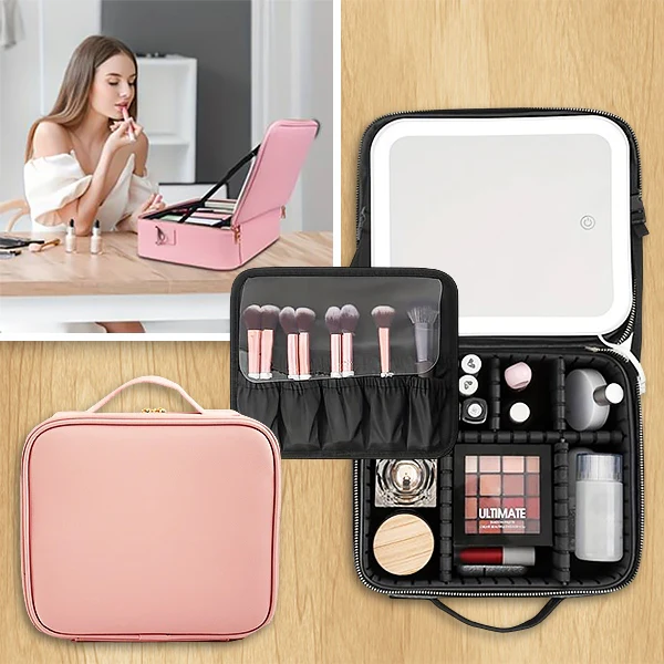Geanta Cosmetice Pentru Make-up cu Oglinda LED cu Touch, 26x23x11 cm [3]