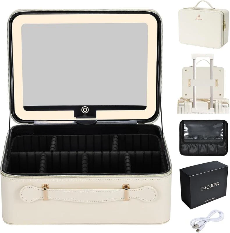 Geanta Cosmetice Pentru Make-up cu Oglinda LED cu Touch, 26x23x11 cm [4]
