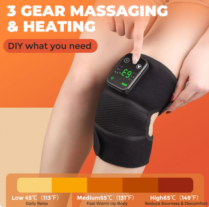 Genunchiera 2 in 1 cu Masaj si Incalzire, 3 Trepte de incalzire si vibratie, Incarcare USB, Marime Universala [3]