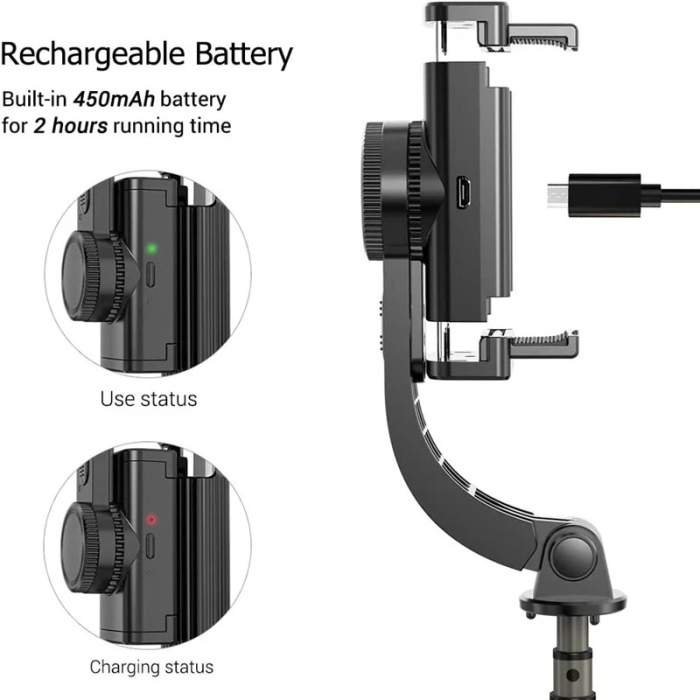 Gimbal Stabilizator pentru Telefon, Anti-Shake 360°, Urmărire Inteligentă AI, Bluetooth, Ideal Vlog & Travel, L08 [6]