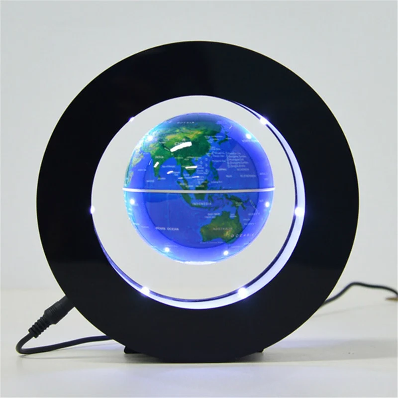 Glob magnetic plutitor cu lumini LED, suport rotund, levitatie [3]