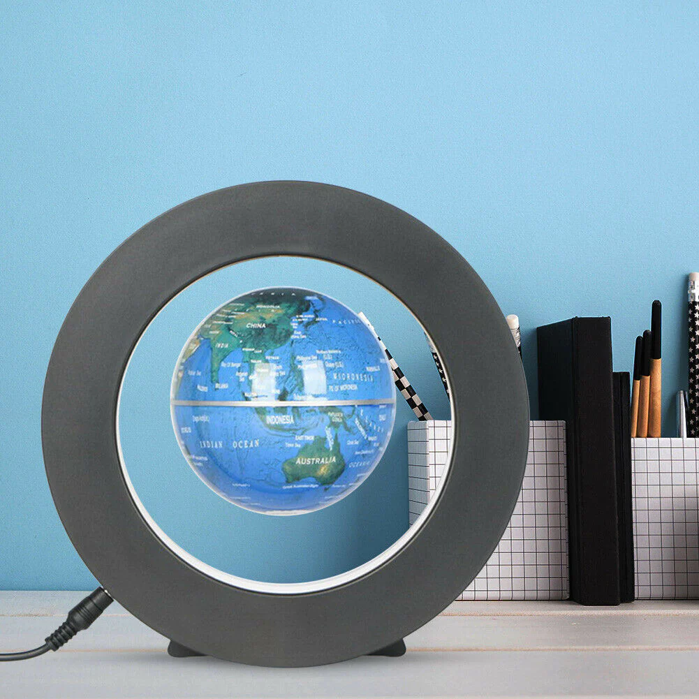 Glob magnetic plutitor cu lumini LED, suport rotund, levitatie [4]