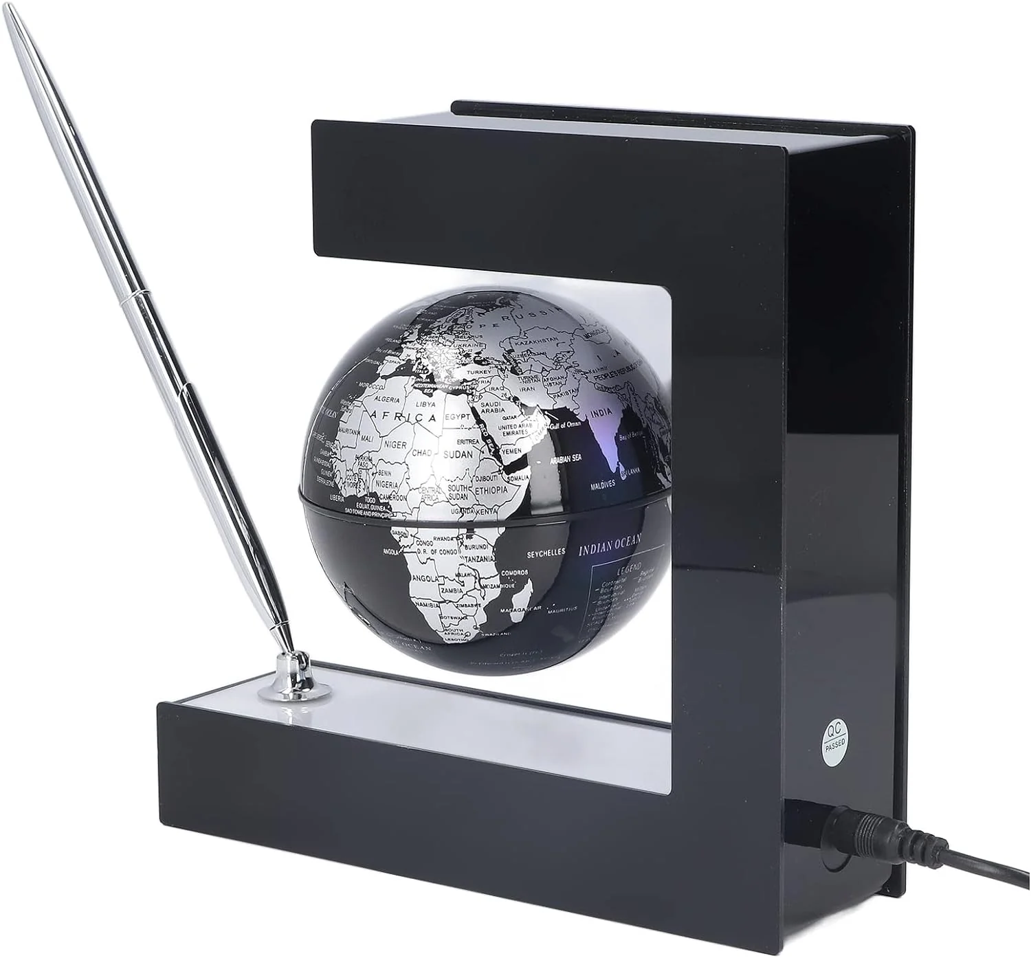 Glob pamantesc magnetic plutitor cu iluminare LED forma C cu Pix 17.3 cm x 19.5 cm x 5 cm [4]