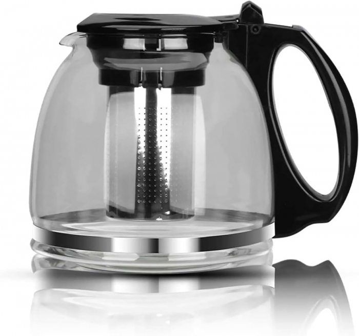 Incalzitor de Apa Electric MARADO cu Ceainic din Sticla, 2.2L, 1500W, LED, Pastrare Temperatura, Design Negru/Argintiu [4]