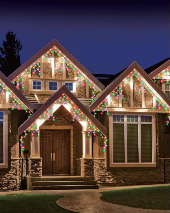 Instalatie Craciun pentru Exterior, franjuri inegale cu LED, pentru impodobirea casei, 4M/8M/12M/20M [10]