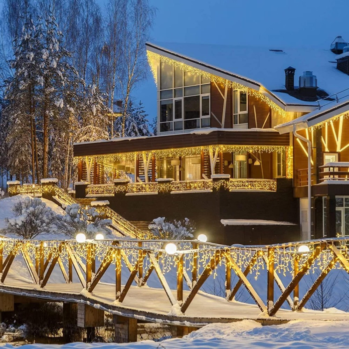 Instalatie Craciun pentru Exterior, franjuri inegale cu LED, pentru impodobirea casei, 4M/8M/12M/20M [18]