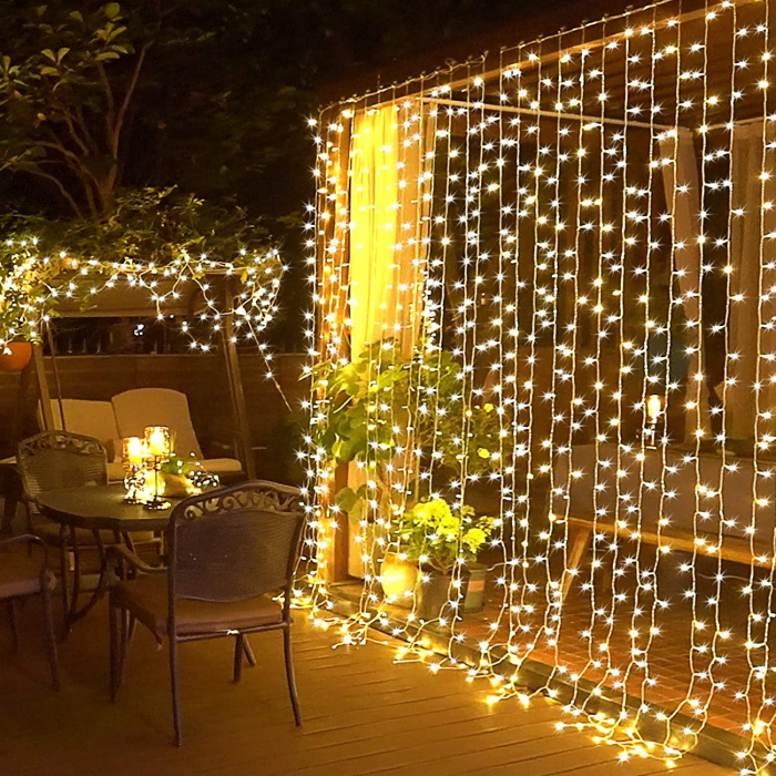Instalatie de Craciun tip perdea, 9m x 1m diverse culori, alb rece, alb cald, multicolor, albastru [7]