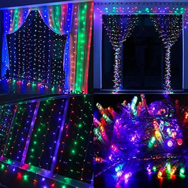 Instalatie de Craciun tip perdea, 9m x 1m diverse culori, alb rece, alb cald, multicolor, albastru [14]